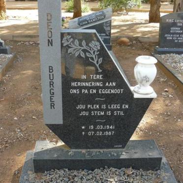 BURGER Deon 1941-1987