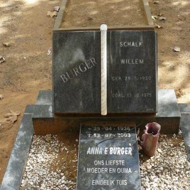 BURGER Schalk Willem 1930-1975 &amp; Anna E. 1936-2003
