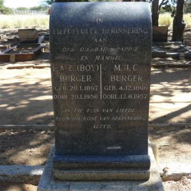 BURGER Pieter A.Z. 1897-1956 &amp; Maria J.C. 1896-1957