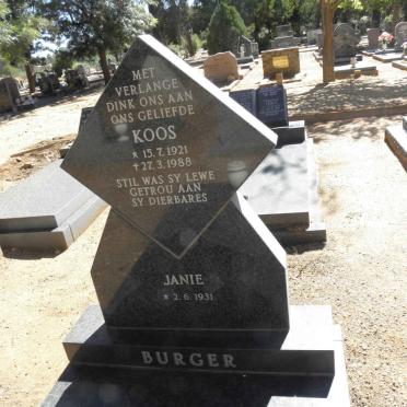 BURGER Koos 1921-1988 &amp; Janie 1931-