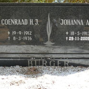 BURGER Coenraad H.J. 1912-1976 &amp; Johanna A.M. 1913-2005