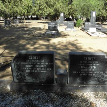 CLOETE Theunis Johannes 1904-1978 &amp; Anna Aletta DU TOIT 1909-1980