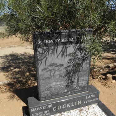 COCKLIN Mannetjie 1953-2005 &amp; Lana 1955-