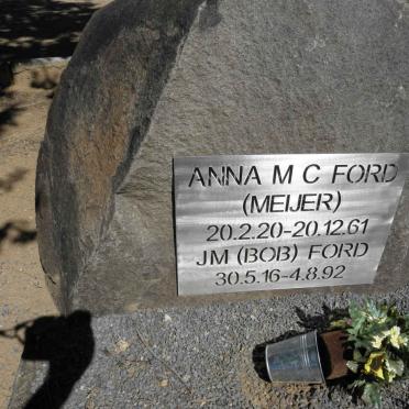 FORD J.M. 1916-1992 &amp; Anna M.C. MEIJER 1920-1961