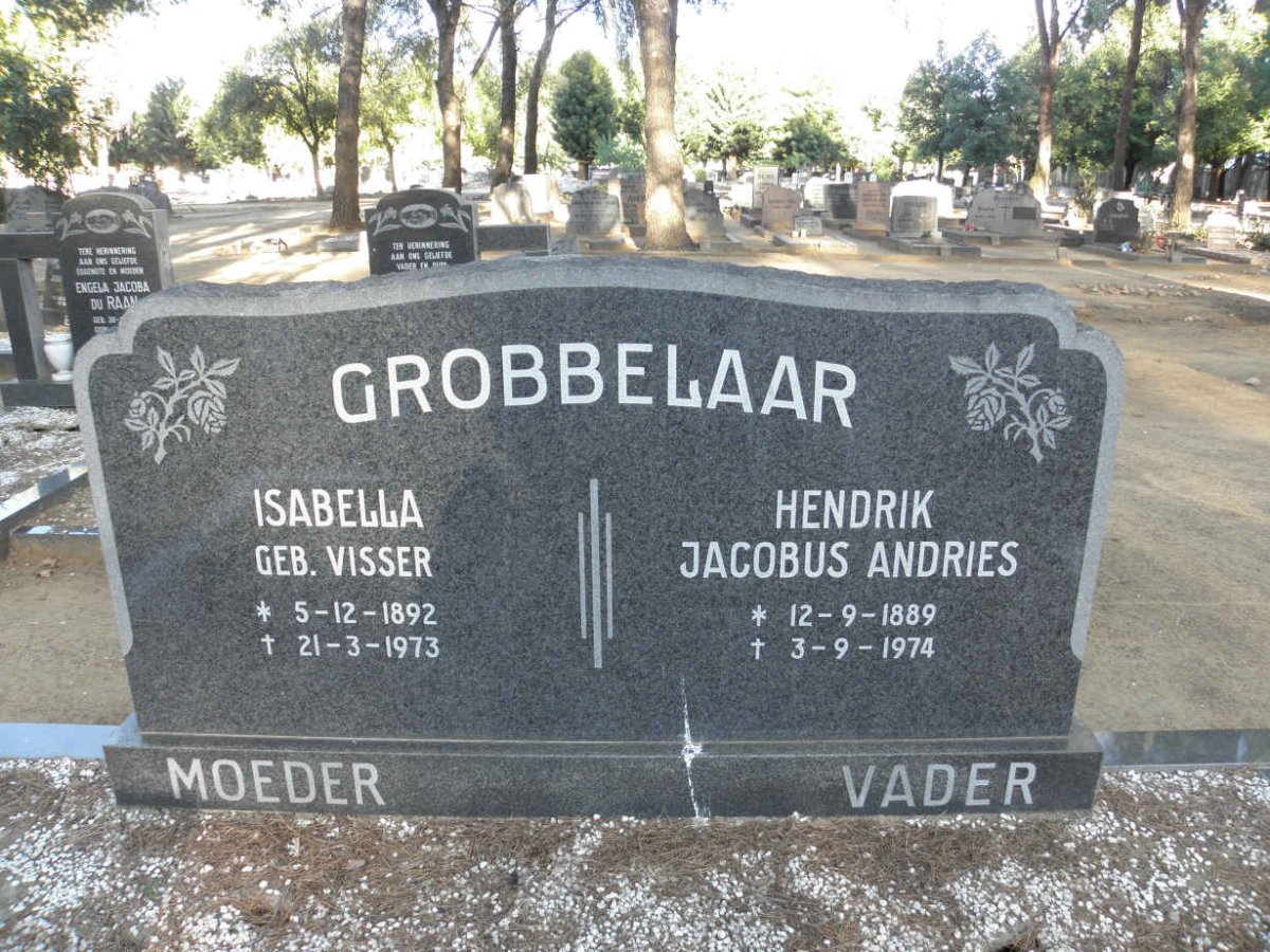 GROBBELAAR Hendrik Jacobus Andries 1889-1974 &amp; Isabella VISSER 1892-1973