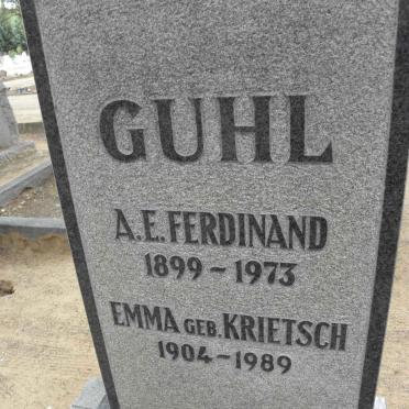 GUHL A.E. Ferdinand 1899-1973 &amp; Emma KRIETSCH 1904-1989