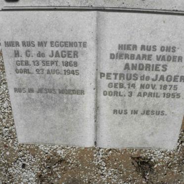 JAGER Andries Petrus, de 1875-1955 &amp; H.C. 1868-1945