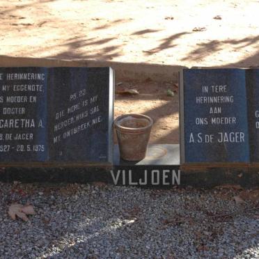 JAGER A.S., de 1897-1981 :: VILJOEN Margaretha A. nee DE JAGER 1927-1975
