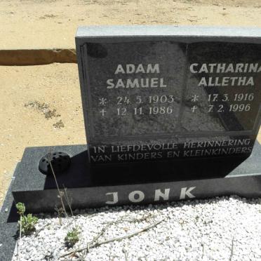 JONK Adam Samuel 1903-1986 &amp; Catharina Alletha 1916-1996