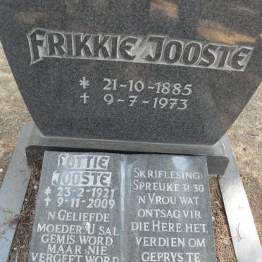 JOOSTE Frikkie 1885-1973 : JOOSTE Lottie 1921-2009