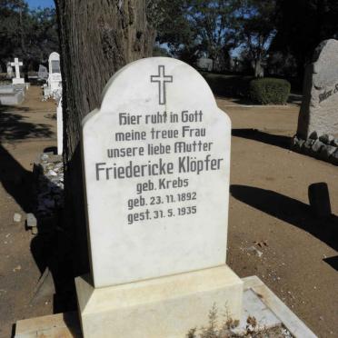 KLÖPFER Friedericke nee KREBS 1892-1935