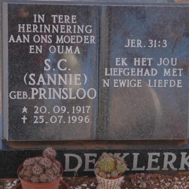 KLERK Susanna Catharina, de nee Prinsloo 1917-1996