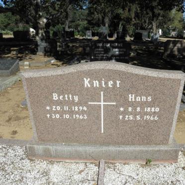 KNIER Hans 1880-1966 &amp; Betty 1894-1963