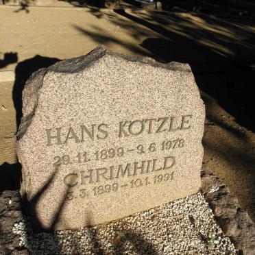 KÖTZLE Hans 1899-1978 &amp; Chrimhild 1899-1991
