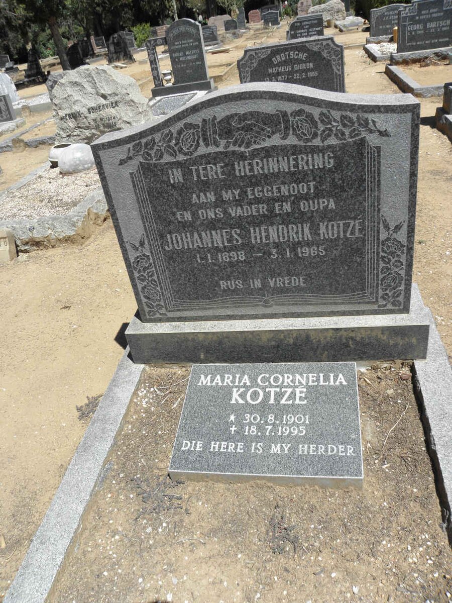 KOTZE Johannes Hendrik 1898-1965 &amp; Maria Cornelia 1901-1995