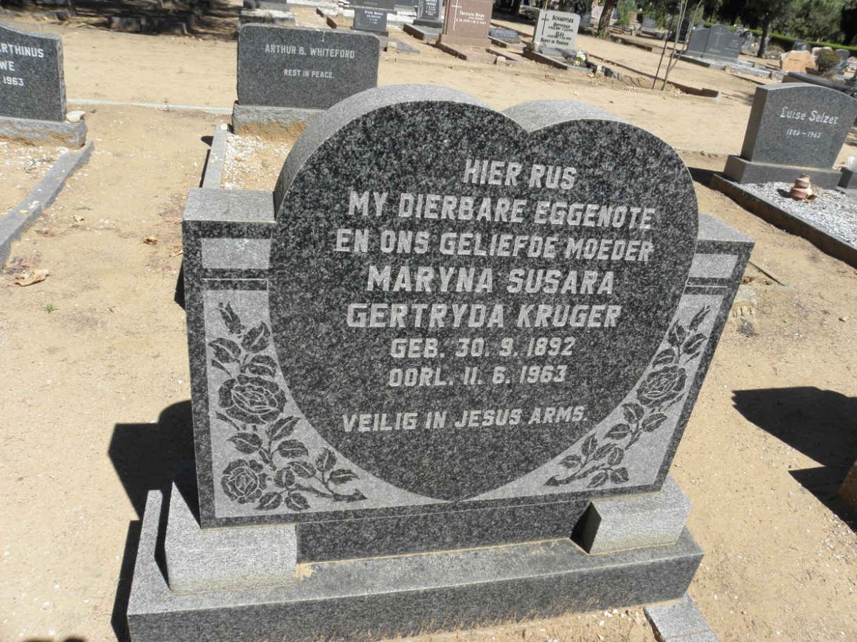 KRUGER Maryna Susara Gertryda 1892-1963