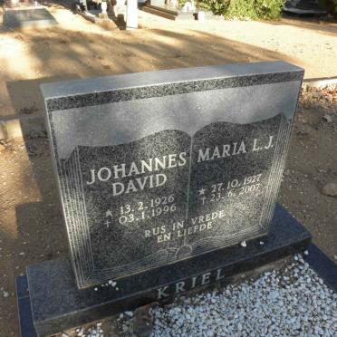 KRIEL Johannes David 1926-1996 &amp; Maria L. J. 1927-2007