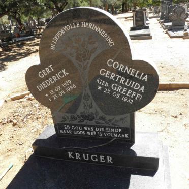 KRUGER Gert Diederick 1929-1986 &amp; Cornelia Gertruida GREEFF 1932-