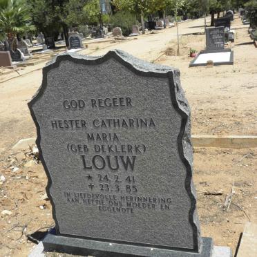 LOUW Hester Catharina Maria nee DE KLERK 1941-1985