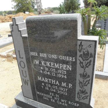 LOUW W.K. 1925-1994 &amp; M.P. 1927-2002