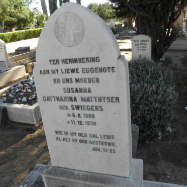 MATTHYSER Susanna Cattharina nee SWIEGERS 1888-1938