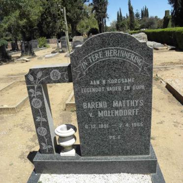 MOLENDORFF Barend Matthys, v. 1891-1965