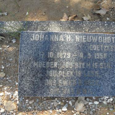 NIEUWOUDT Johanna H. nee COETZEE 1879-1958