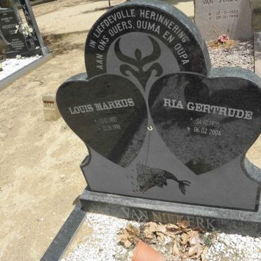 NIEKERK Louis Markus, van 1937-1998 &amp; Ria Gertrude 1935-2004