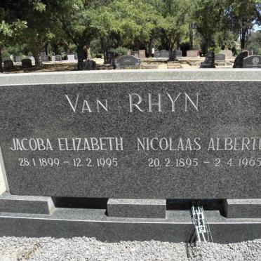RHYN Nicolaas Albertus, van 1895-1965 &amp; Jacoba Elizabeth 1899-1995