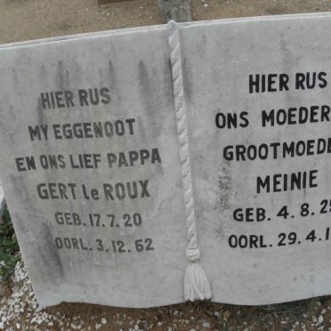 ROUX Gert Le 1920-1962 &amp; Meinie 1925-2011