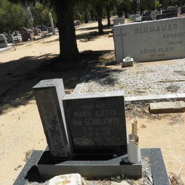 SCHALKWYK Maria Aletta, van 1931-1981