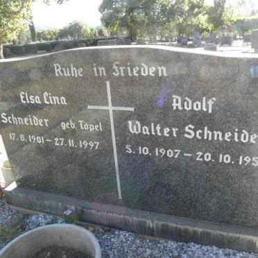SCHNEIDER Adolf Walter 1907-1959 &amp; Elsa Lina TÖPEL 1901-1997