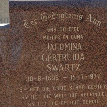 SWARTZ Jacomina Gertruida 1896-1977