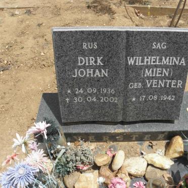 VERSTER Dirk Johan 1936-2002 &amp; Wilhelmina VENTER 1942-