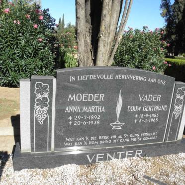 VENTER Douw Gertbrand 1885-1965 &amp; Anna Martha 1892-1938