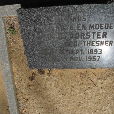 VORSTER M.C.G. nee THESNER 1893-1957 