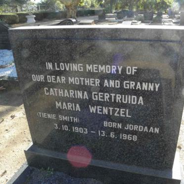 WENTZEL Catharina Gertruida Maria nee JORDAAN 1903-1968