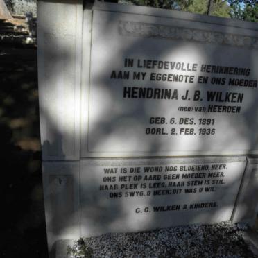 WILKEN Hendrina J.B. nee VAN HEERDEN 1891-1936