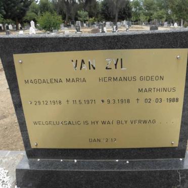 ZYL Hermanus Gideon Marthinus, van 1918-1988 &amp; Magdalena Maria 1918-1971