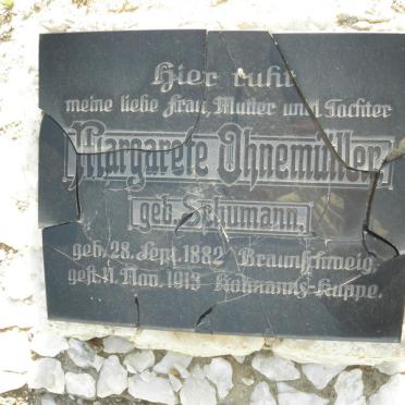 OHNEMULLER Margarete nee SCHUMANN 1882-1913