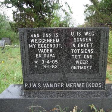 MERWE P.J.W.S., v.d. 1905-1982