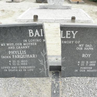 BAILEY Roy 1923-1999 &amp; Phyllis FARQUHAR 1920-1986