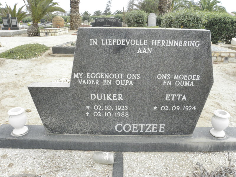 COETZEE Duiker 1923-1988 &amp; Etta 1924-