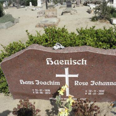 HAENISCH Hans Joachim 1939-2012 &amp; Rose Johanna 1933-2006