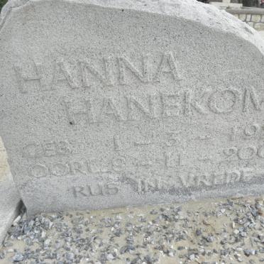 HANEKOM Hanna 1929-2002