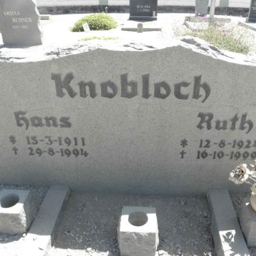 KNOBLOCH Hans 1911-1994 &amp; Ruth 1924-1999