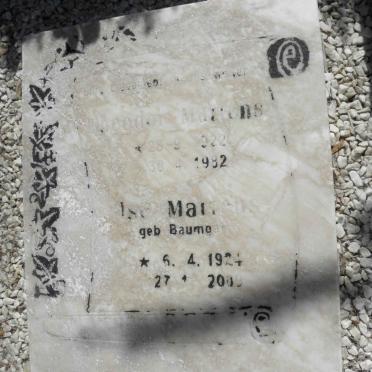 MARTENS Theodor 1922-1982 &amp; Ilse BAUMGART 1924-2009