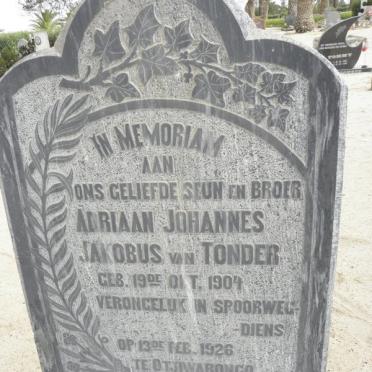 TONDER Adriaan Johannes Jakobus, van 1904-1926