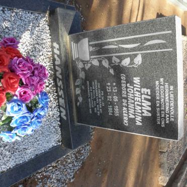 HANSSEN Elma Wilhelmina Johanna nee DE KLERK 1955-1984