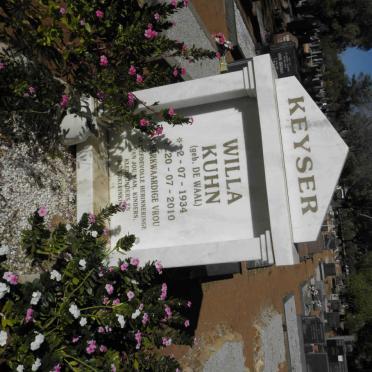 KEYSER Willa Kuhn nee DE WAAL 1934-2010